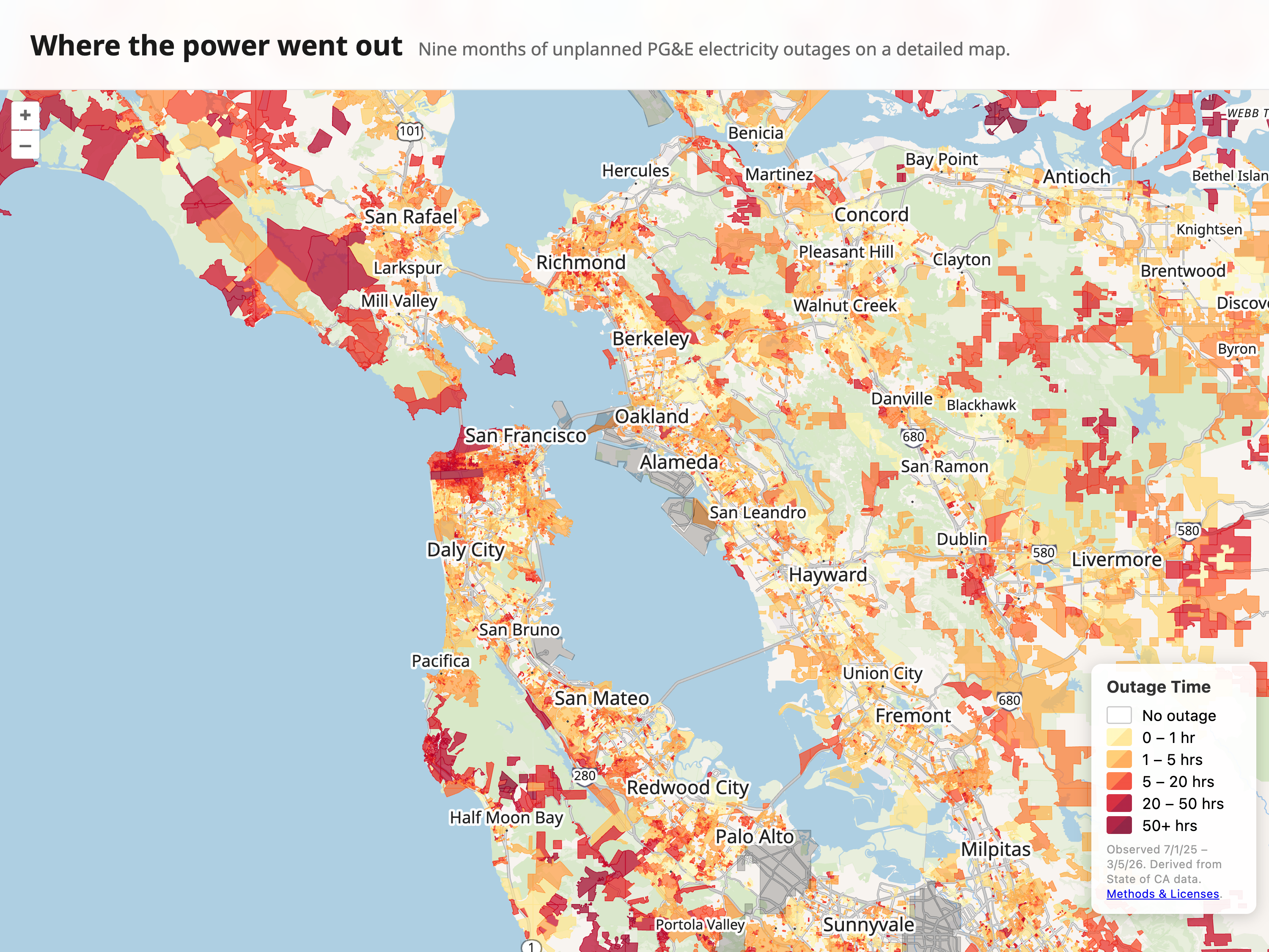 Nine Months of Unplanned PG&E Electricity Outages